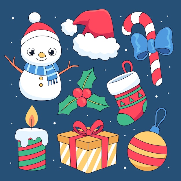 Vector gratuito colección de elementos de diseño navideño dibujados a mano