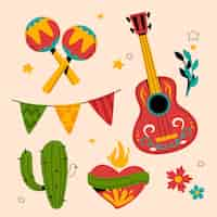 Vector gratuito colección de elementos de diseño plano para la celebración del cinco de mayo