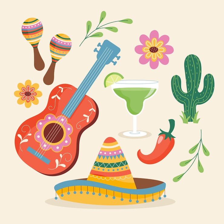 Vector gratuito colección de elementos de diseño plano para la celebración del cinco de mayo