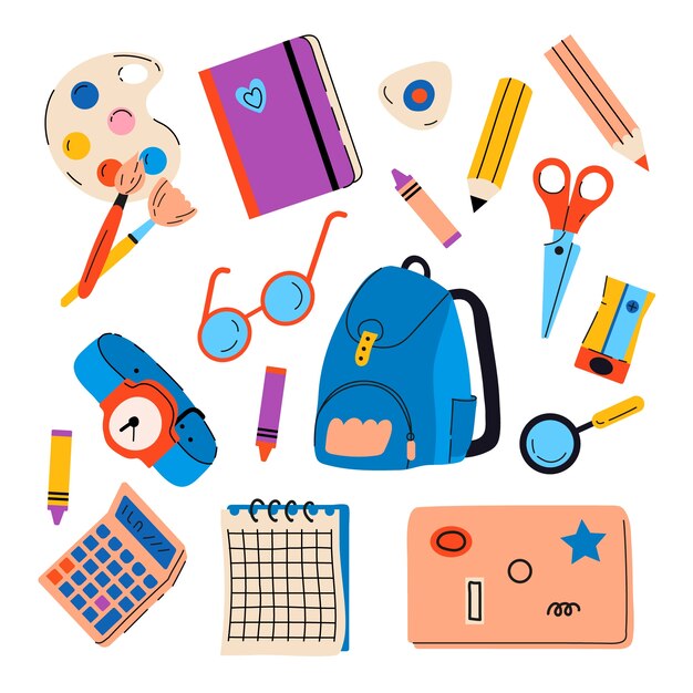 Colección de elementos de diseño plano para la celebración del día del conocimiento