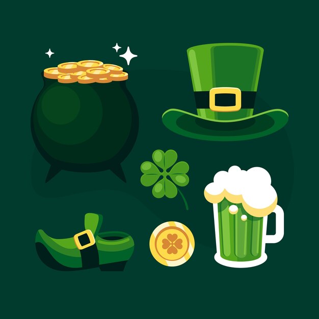 Colección de elementos de diseño plano para la celebración del día de san patricio