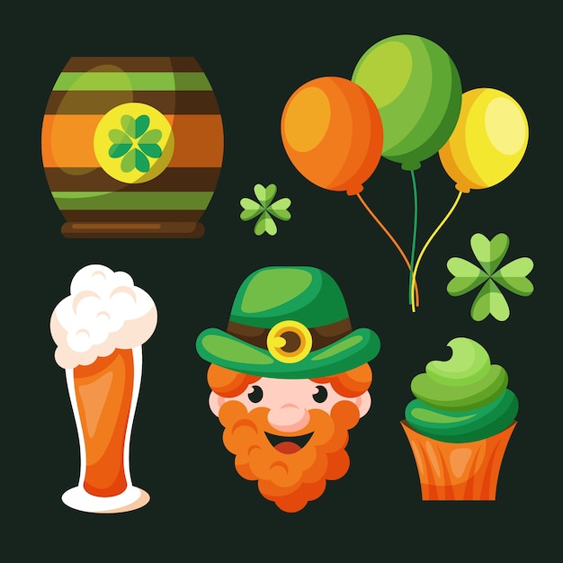 Vector gratuito colección de elementos de diseño plano para la celebración del día de san patricio