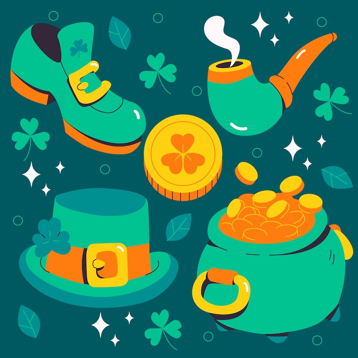 Vector gratuito colección de elementos de diseño plano para la celebración del día de san patricio.