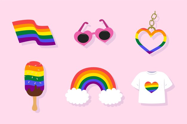 Colección de elementos de diseño plano para la celebración del mes del orgullo