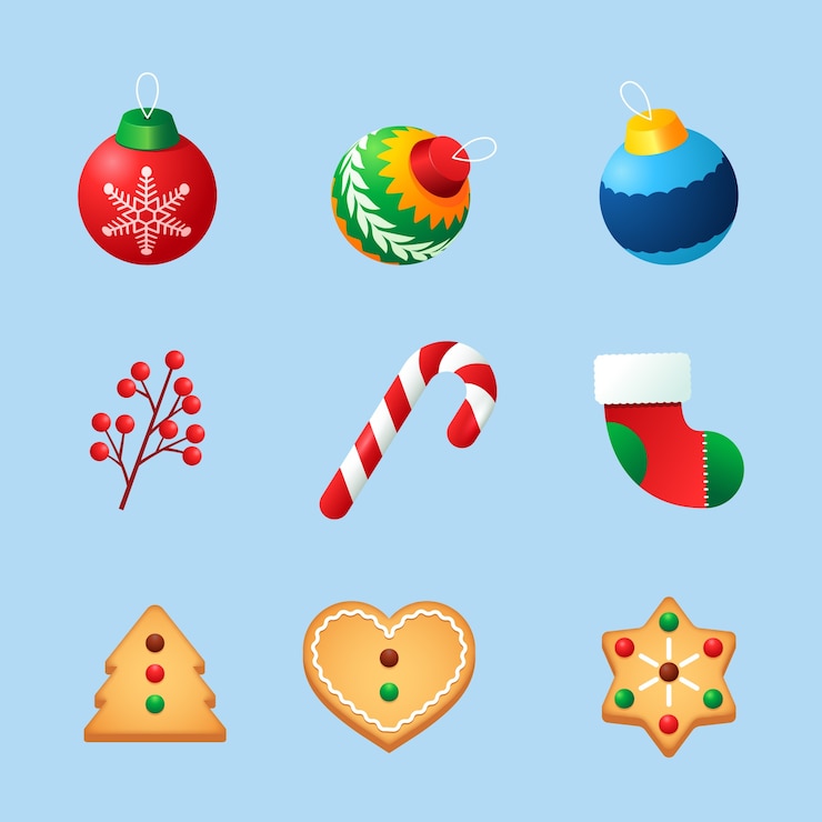 Vector gratuito colección de elementos de diseño plano para la celebración de la temporada navideña.