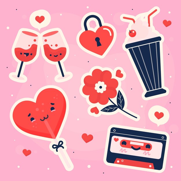 Colección de elementos de diseño plano del día de San Valentín