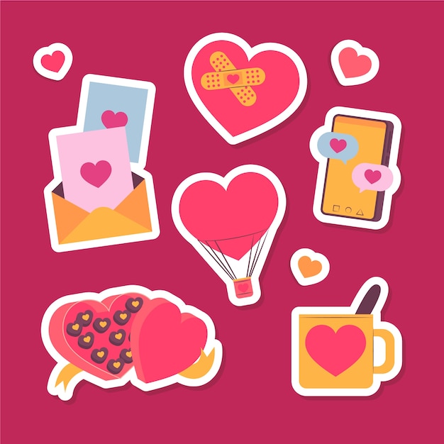 Colección de elementos de diseño plano del día de San Valentín