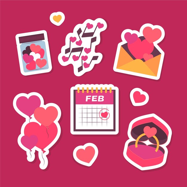 Colección de elementos de diseño plano del día de San Valentín
