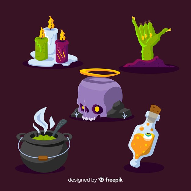 Colección de elementos de diseño plano de Halloween