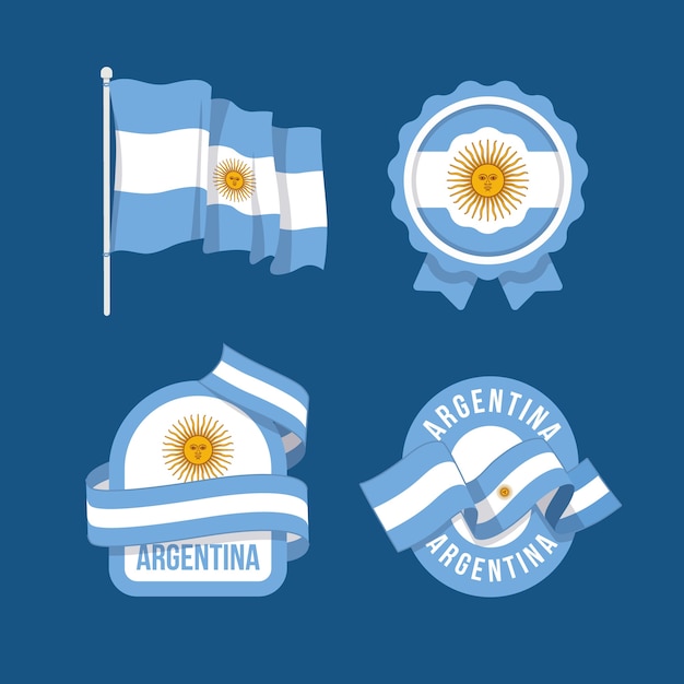 Vector gratuito colección de elementos de diseño plano para la revolución argentina del 25 de mayo