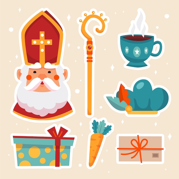 Vector gratuito colección de elementos de diseño plano de sinterklaas.