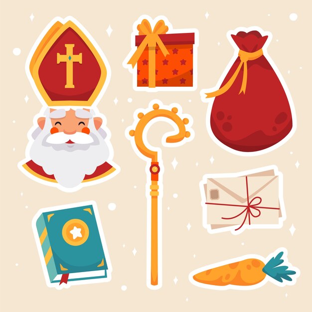 Colección de elementos de diseño plano de sinterklaas.