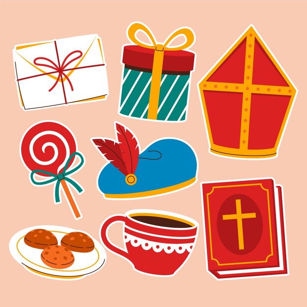 Vector gratuito colección de elementos de diseño plano de sinterklaas.