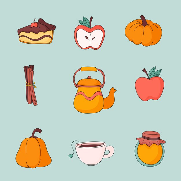 Colección de elementos de diseño plano para la temporada de otoño