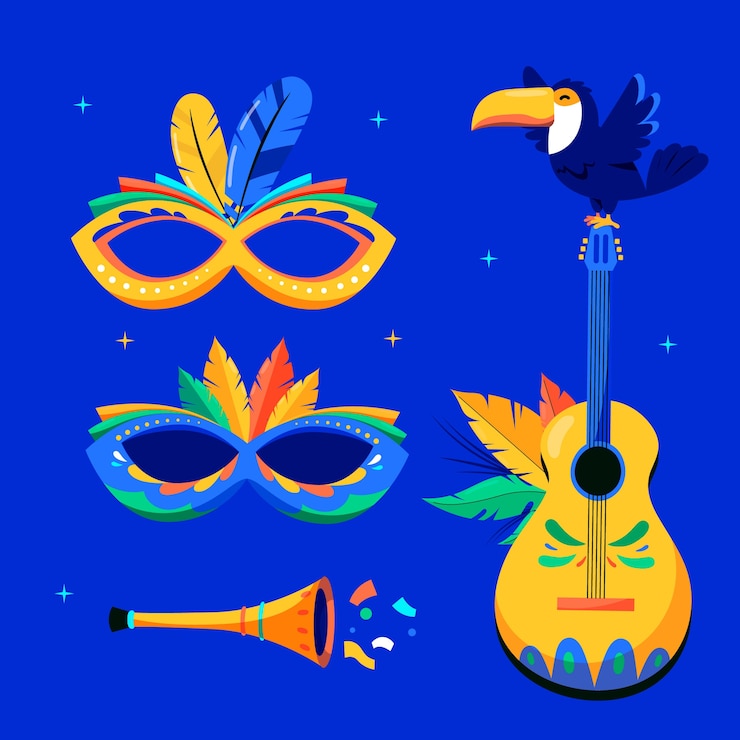 Vector gratuito colección de elementos de diseño planos para el carnaval brasileño