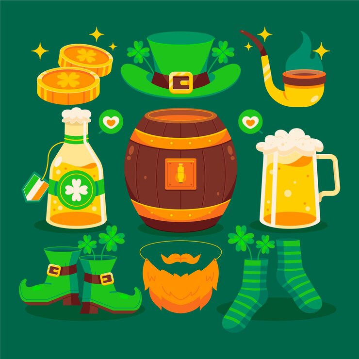 Vector gratuito colección de elementos de diseño planos para la celebración del día de san patricio