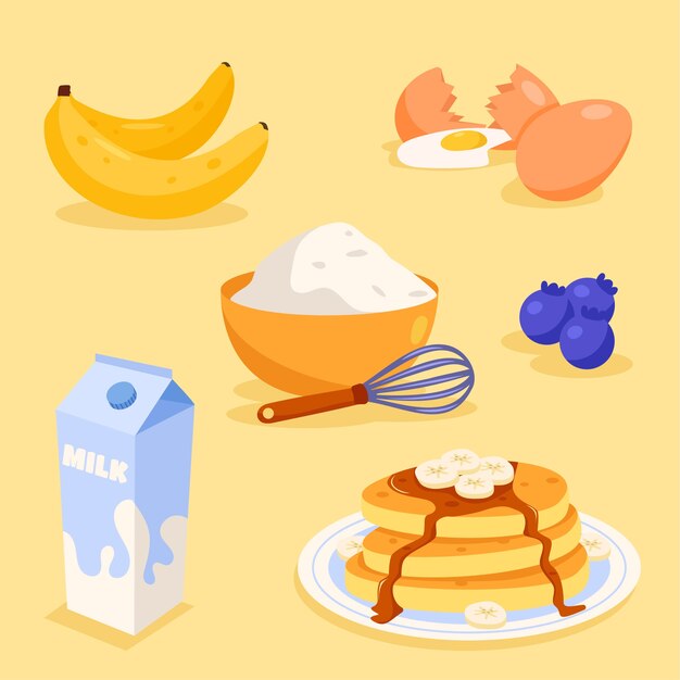 Colección de elementos de diseño planos para el día de los panqueques