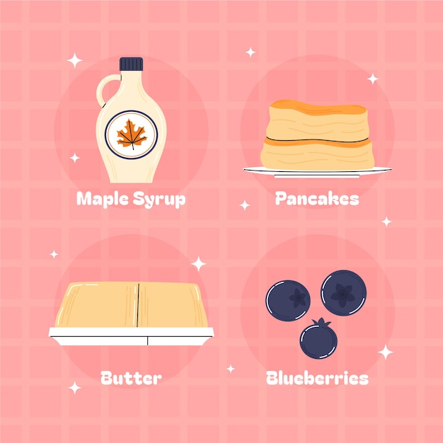 Colección de elementos de diseño planos para el día de los panqueques