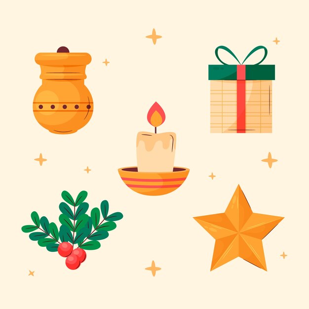Colección de elementos de diseño planos para reyes magos