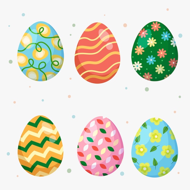 Colección de elementos de diseño planos para las vacaciones de Pascua.