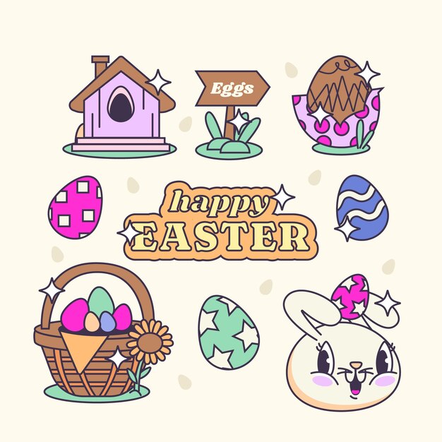 Vector gratuito colección de elementos de diseño planos para las vacaciones de pascua.