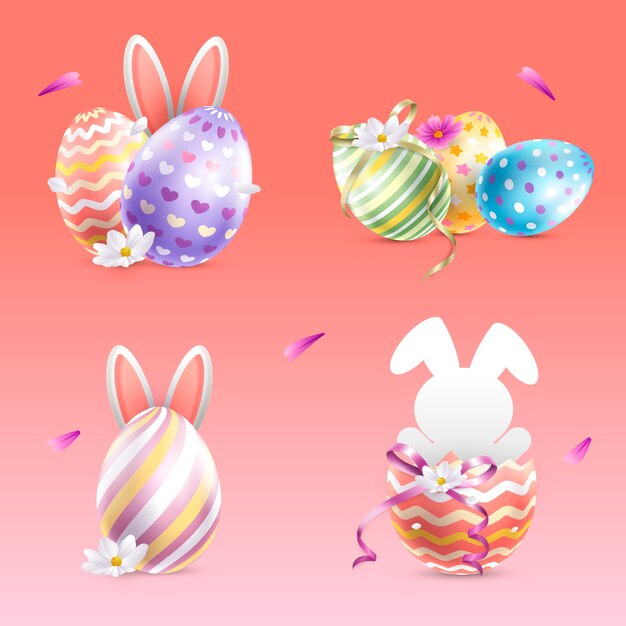 Colección de elementos de diseño realistas para las vacaciones de Pascua.