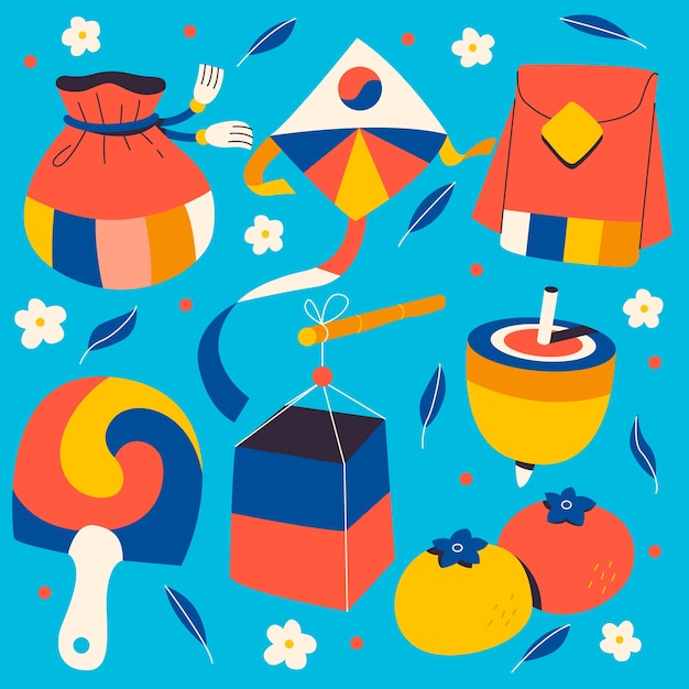 Colección de elementos de diseño seollal plano