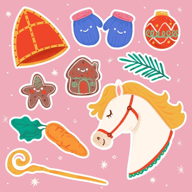 Colección de elementos de diseño de sinterklaas dibujados a mano