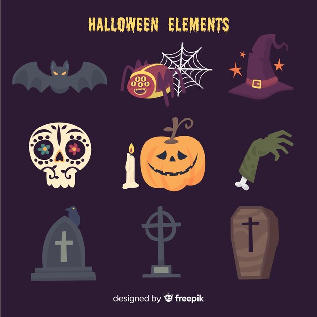 Colección de elementos divertidos de halloween