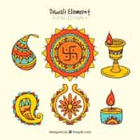 Vector gratuito colección de elementos de diwali