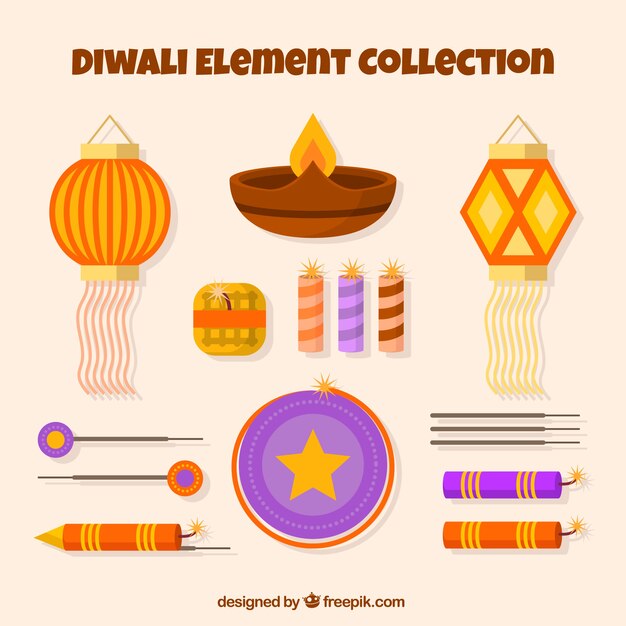 Colección de elementos de diwali