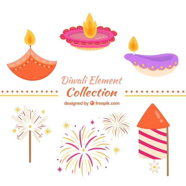 Colección de elementos de diwali