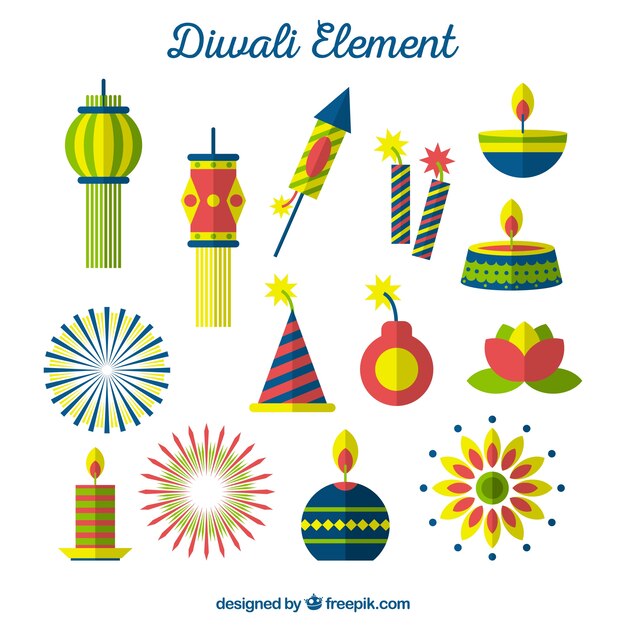 Colección de elementos de diwali