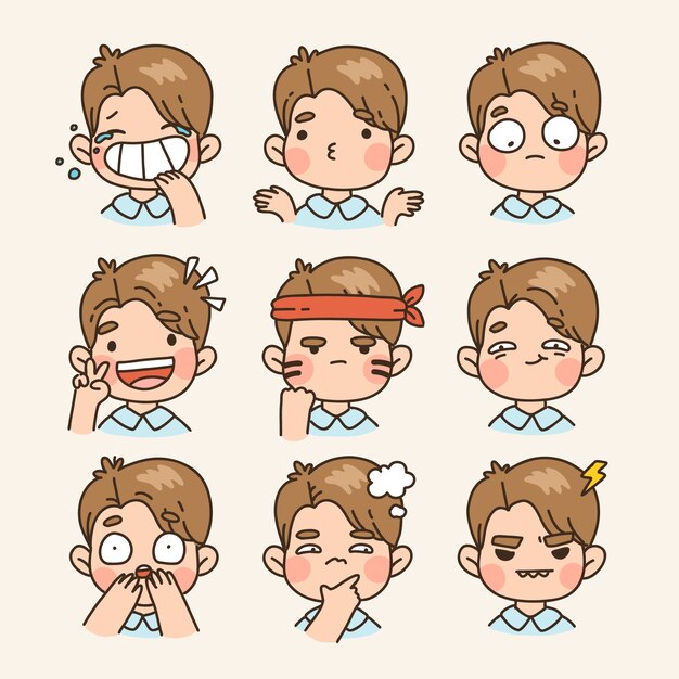 Colección de elementos de emotes dibujados a mano