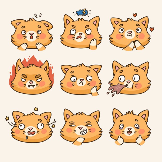 Colección de elementos de emotes dibujados a mano