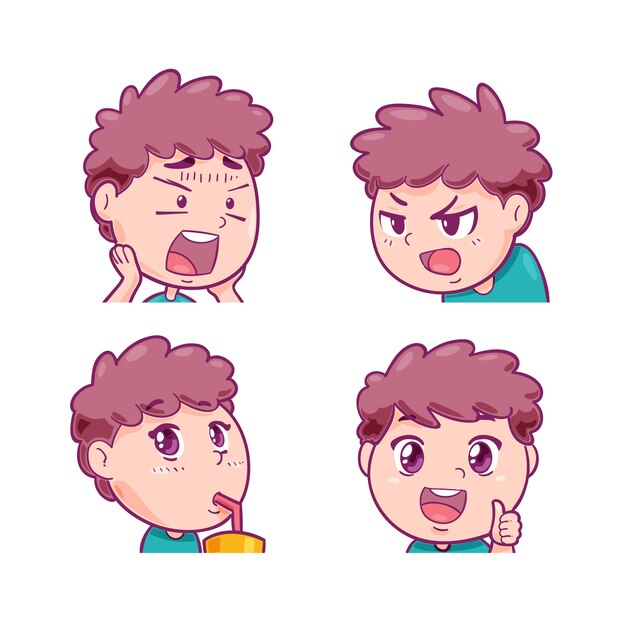 Colección de elementos de emotes dibujados a mano