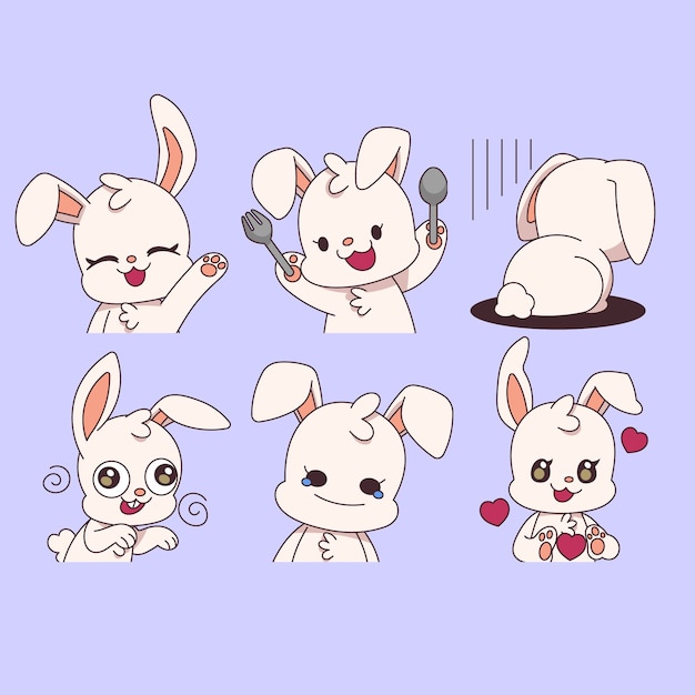 Colección de elementos de emotes dibujados a mano