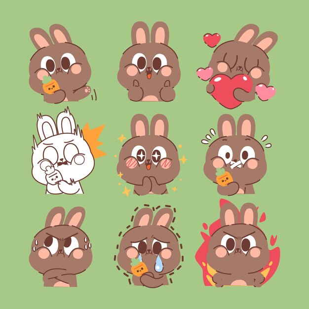 Colección de elementos de emotes dibujados a mano