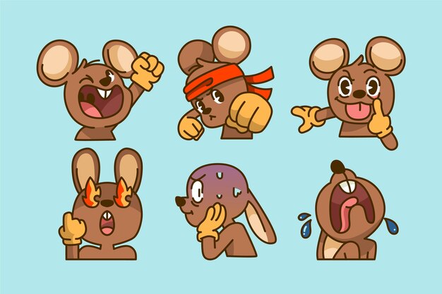 Colección de elementos de emotes dibujados a mano