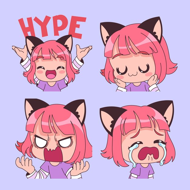 Colección de elementos de emotes dibujados a mano