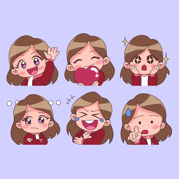 Colección de elementos de emotes dibujados a mano