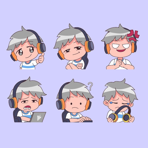 Colección de elementos de emotes dibujados a mano