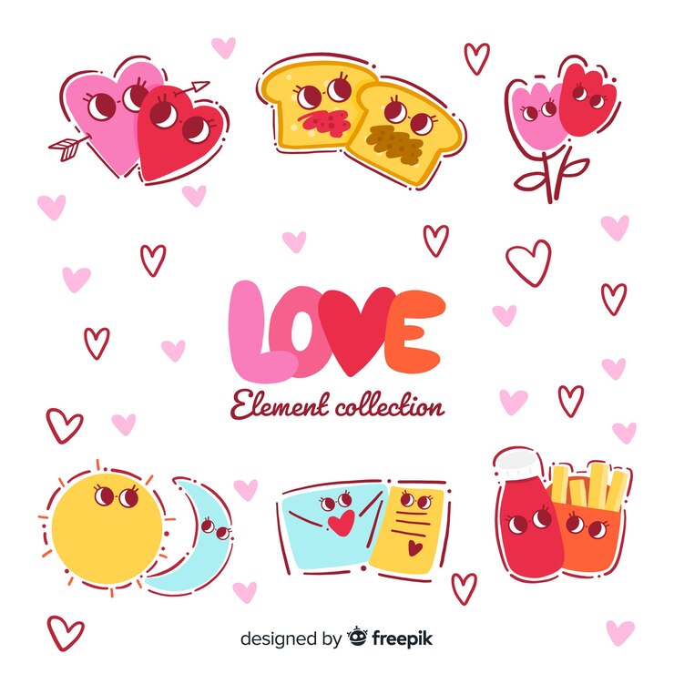 Vector gratuito colección de elementos encantadores ilustrados