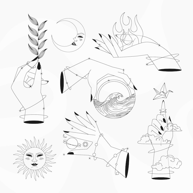 Vector gratuito colección de elementos esotéricos