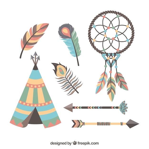 Colección de elementos de estilo boho con diseño plano