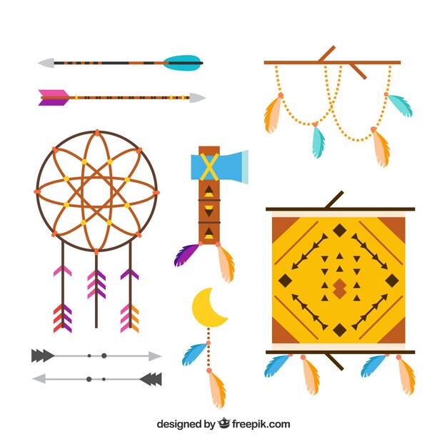 Colección de elementos de estilo boho con diseño plano