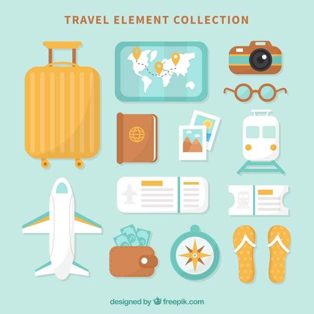 Colección de elementos en estilo plano
