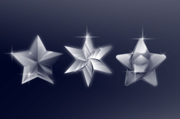 Colección de elementos de estrellas plateadas realistas