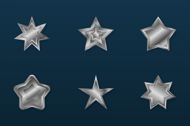 Colección de elementos de estrellas plateadas.