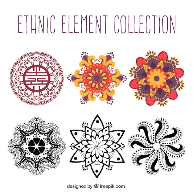 Colección de elementos étnicos dibujados a mano 